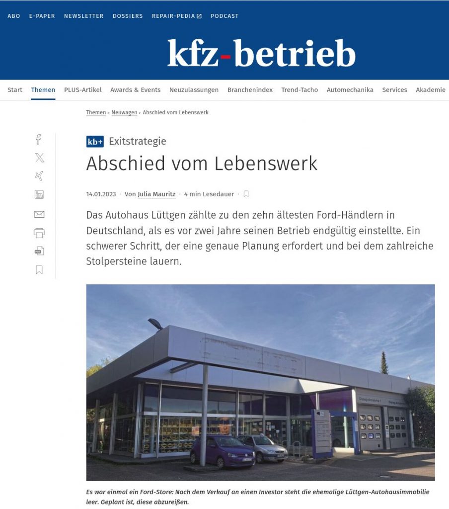 Erfolgreiche Exit-Beratung für Autohaus-Inhaber